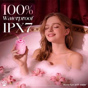 Sex Toys Rose Dildo Vibrator - Upgraded Rose Toy with 5 Sucking & Vibrating Modes for Women Clitoral Nipple (Light Pink Rose)